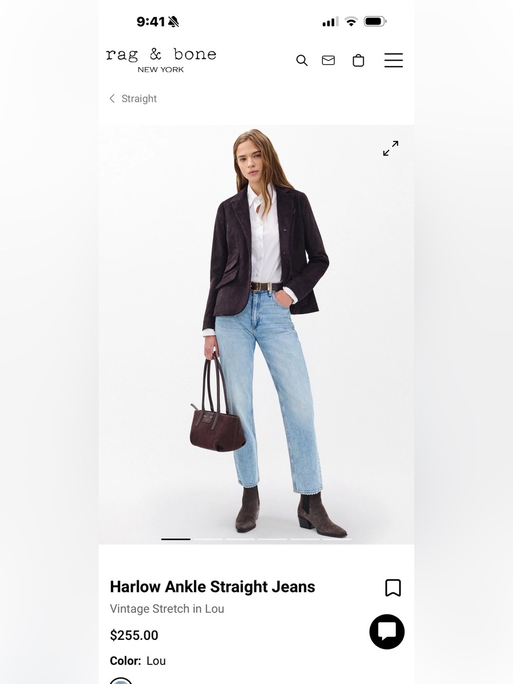 rag & bone Harlow Ankle Light Blue Straight-Leg Jeans